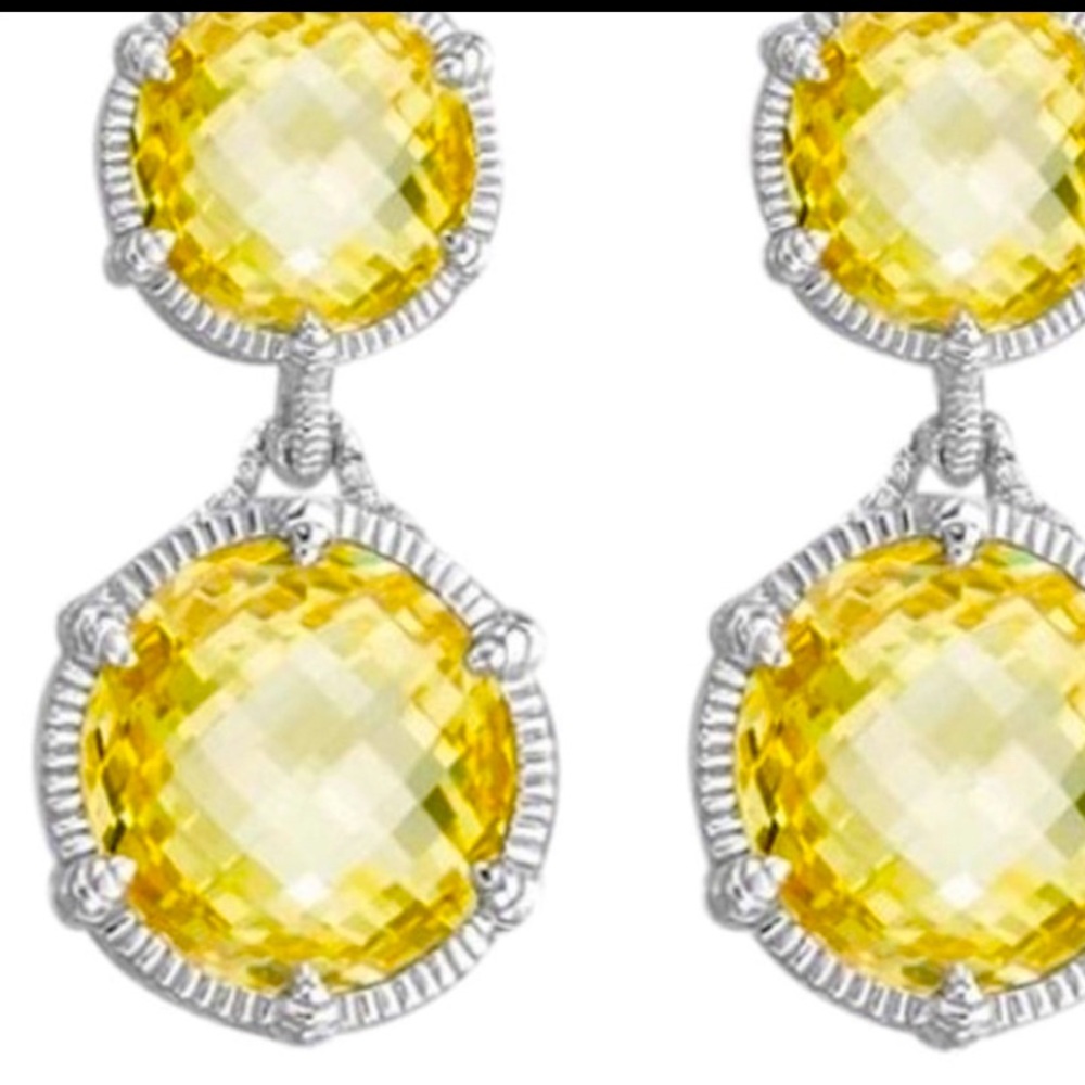 Judith Ripka Canary Cz 18k and Sterling 925 earrings pierced post